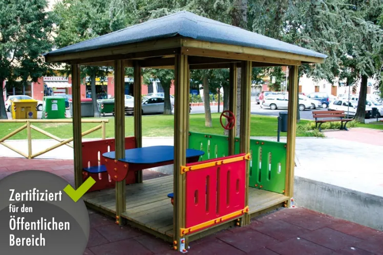 Kinder-Spielhaus DIN EN 1176 �Multi 1� Holz-Kinder-Spielhaus
